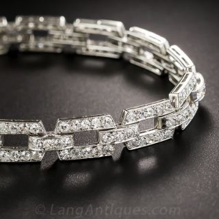 Platinum Art Deco Diamond Link Bracelet