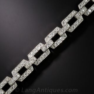 Platinum Art Deco Diamond Link Bracelet
