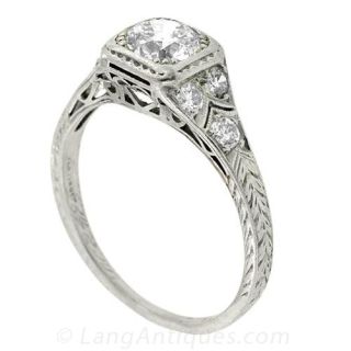 Platinum Art Deco Engagement Ring