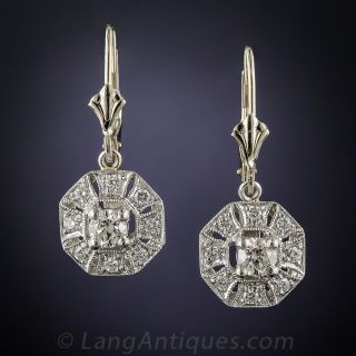 Platinum Art Deco Style Diamond Earrings