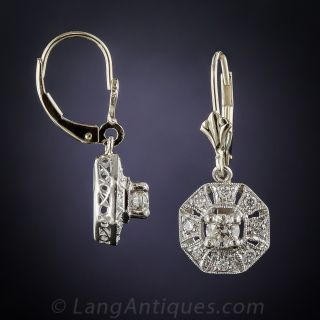 Platinum Art Deco Style Diamond Earrings