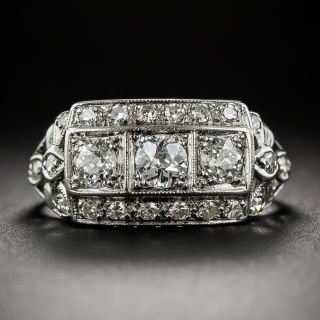 Platinum Art Deco Three Stone Diamond Ring