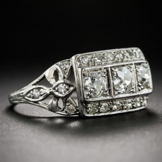 Platinum Art Deco Three Stone Diamond Ring
