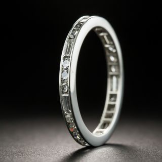 Platinum Baguette and Single Cut Diamond Eternity Band - 2