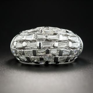 Platinum Baguette Diamond Dome Ring - 2