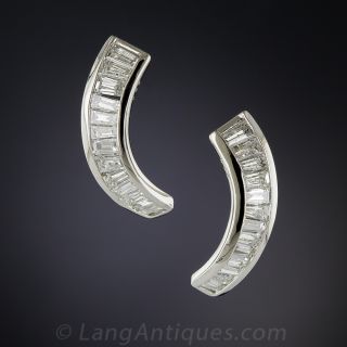 Platinum Baguette Diamond Earrings 1.28 Carats