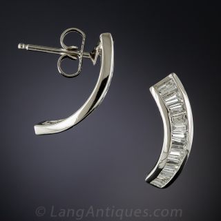 Platinum Baguette Diamond Earrings 1.28 Carats