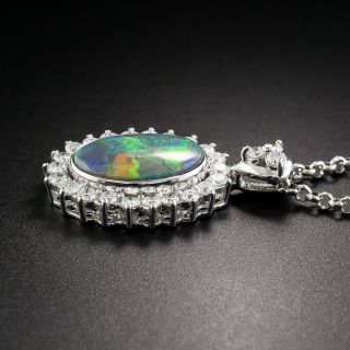 Platinum Black Opal and Diamond Pendant 