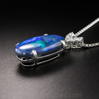 Platinum  Black Opal and Diamond Pendant