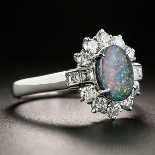 Platinum Black Opal and Diamond Ring