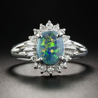 Platinum Black Opal and Diamond Ring