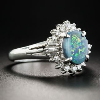 Platinum Black Opal and Diamond Ring