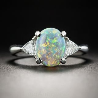 Platinum Black Opal and Diamond Ring