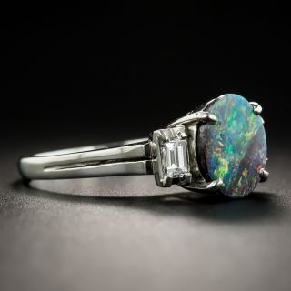Platinum Black Opal and Diamond Ring