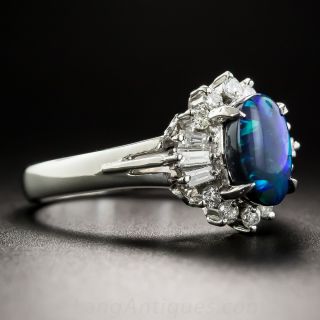 Platinum Black Opal and Diamond Ring