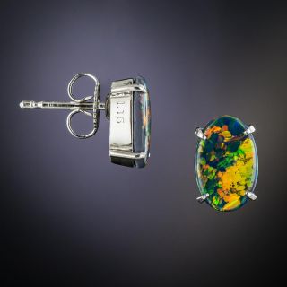 Platinum Black Opal Stud Earrings
