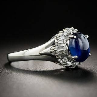 Platinum Cabochon Sapphire Diamond Ring