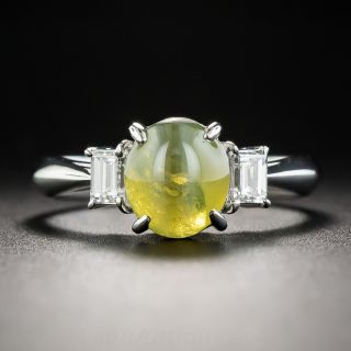 Platinum Cat's-Eye Chrysoberyl and Diamond Ring