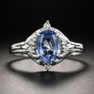 Platinum Ceylon Sapphire and Diamond Ring