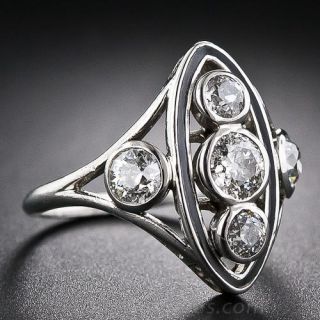 Platinum Diamond and Black Enamel Dinner Ring
