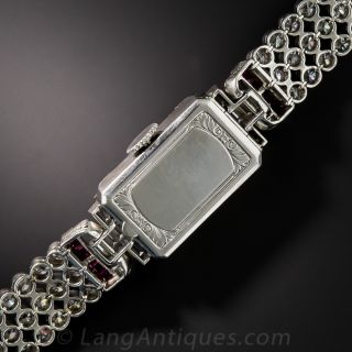 Platinum Diamond and Calibre Ruby Bracelet Watch - C.H. Meylan 