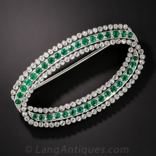 Platinum, Diamond and Emerald Brooch