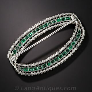 Platinum, Diamond and Emerald Brooch