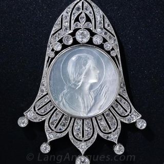 Platinum, Diamond and Mother-of-Pearl Virgin Mary Pendant
