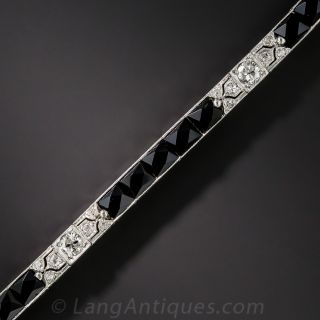 Platinum Diamond and Onyx Art Deco Bracelet