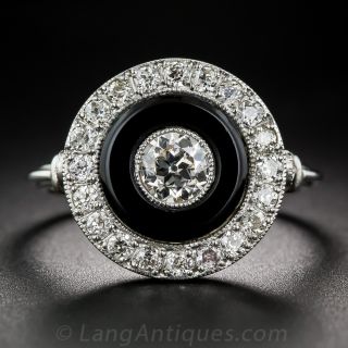 Platinum, Diamond and Onyx Art Deco Style Ring