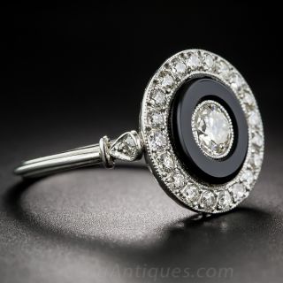 Platinum, Diamond and Onyx Art Deco Style Ring