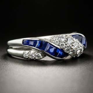 Platinum Diamond and Sapphire Twist Ring by Oscar Heyman