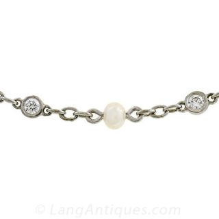 Platinum Diamond and Seed Pearl Chain