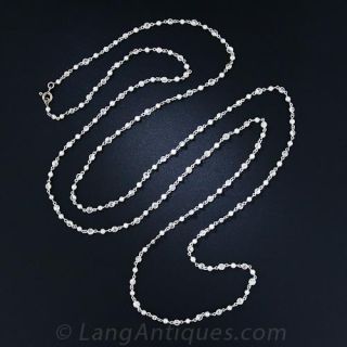 Platinum Diamond and Seed Pearl Neck Chain