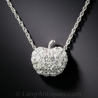 Platinum Diamond Apple Necklace