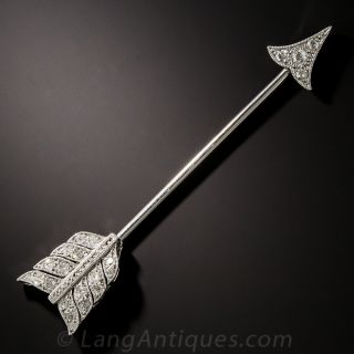 Platinum Diamond Arrow Jabot Brooch