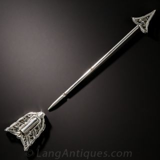 Platinum Diamond Arrow Jabot Brooch