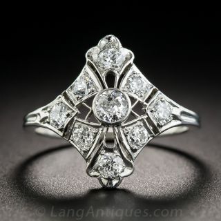 Platinum Diamond Art Deco Dinner Ring