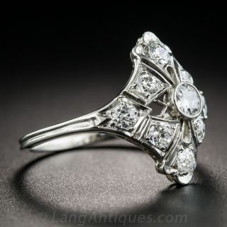 Platinum Diamond Art Deco Dinner Ring