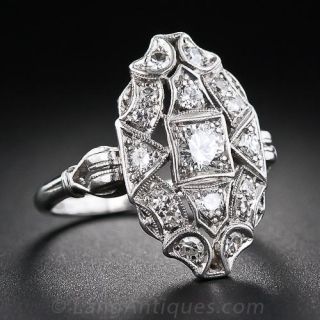 Platinum Diamond Art Deco Dinner Ring