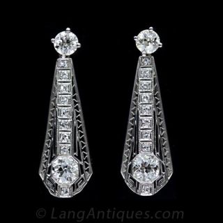 Art Deco Diamond Earrings 