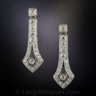 Platinum Diamond Art Deco Earrings