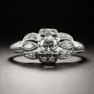 Platinum Diamond Art Deco Engagement Ring 