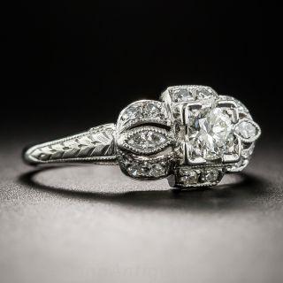 Platinum Diamond Art Deco Engagement Ring 