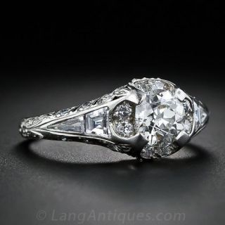 Platinum Diamond Art Deco Engagement Ring