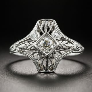 Platinum Diamond Art Deco Ring 