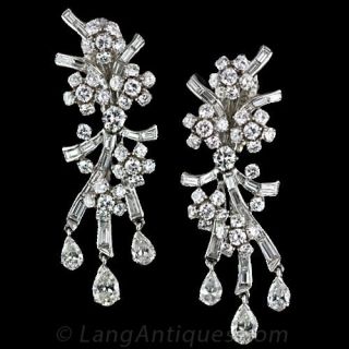 Platinum Diamond Chandelier Cluster Earrings