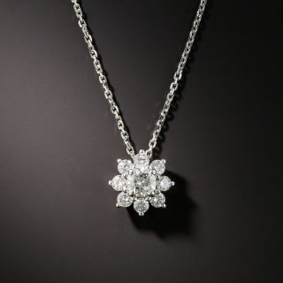 Platinum Diamond Cluster Pendant  - 1