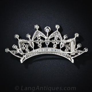 Platinum Diamond Crown Hair Piece or Brooch