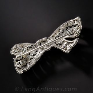 Platinum Diamond Edwardian/Art Deco Bow Pin